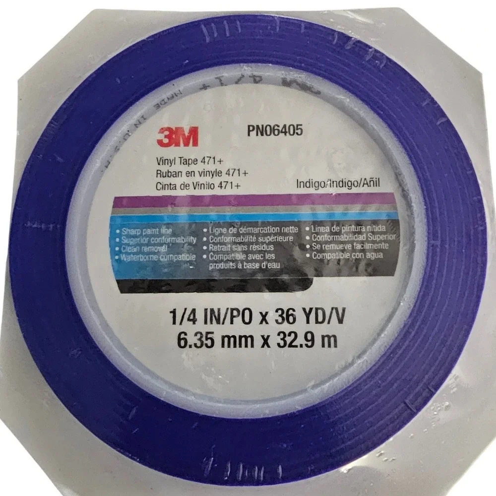 3M Vinyl Tape 471+ Indigo 1/4 Inch x 36 Yards Fine Line Masking PN06405
